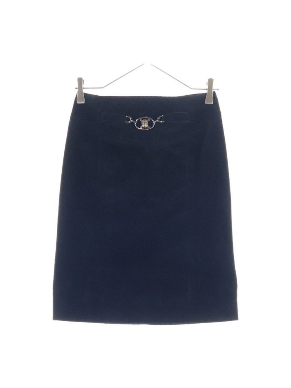 Celine Triomphe Buckle Corduroy Skirt Black 34
